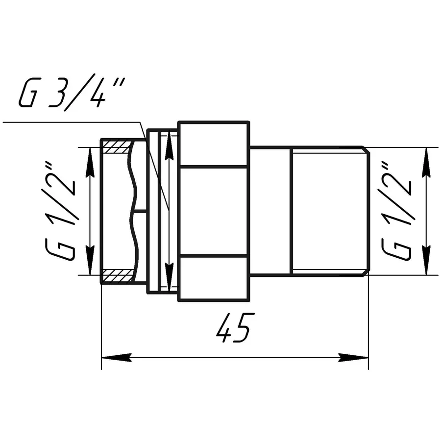 Сгон американка прямая PROFESSIONAL 1/2 "НИКЕЛЬ QP160