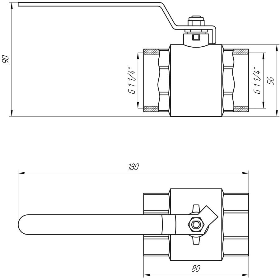 Кран кульовий прямий Q PROFESSIONAL 1 1/4″ ВВ КР PN40 QP151