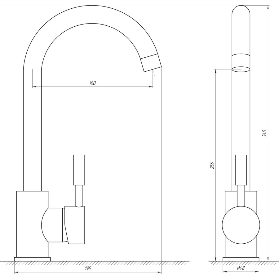 Змішувач для кухні Globus Lux LAZER GLLR-0103S- STSTEEL