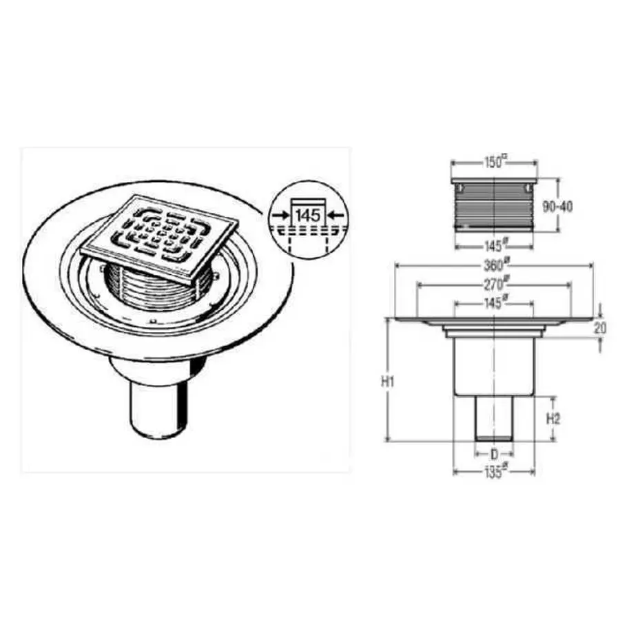 Трап VIEGA ф50 нерж. решiтка 150*150 з сифоном VIEGA 557188 (284862)