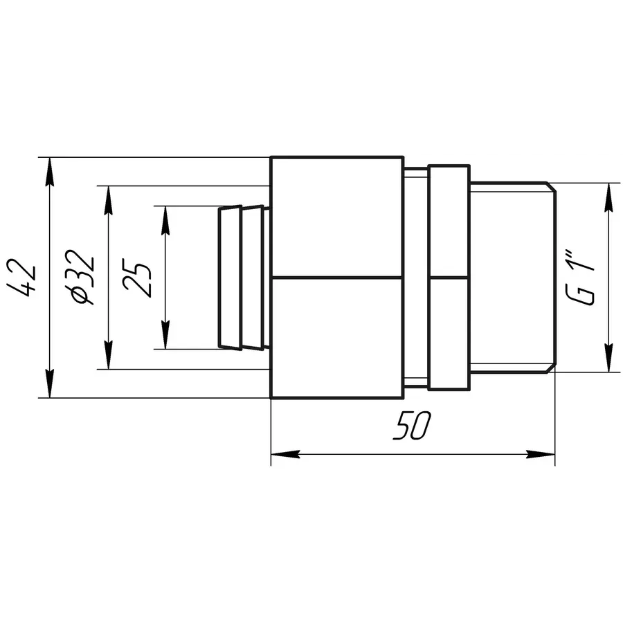 Муфта із зовнішньою різьбою APE ITALY 701 L 1″x32