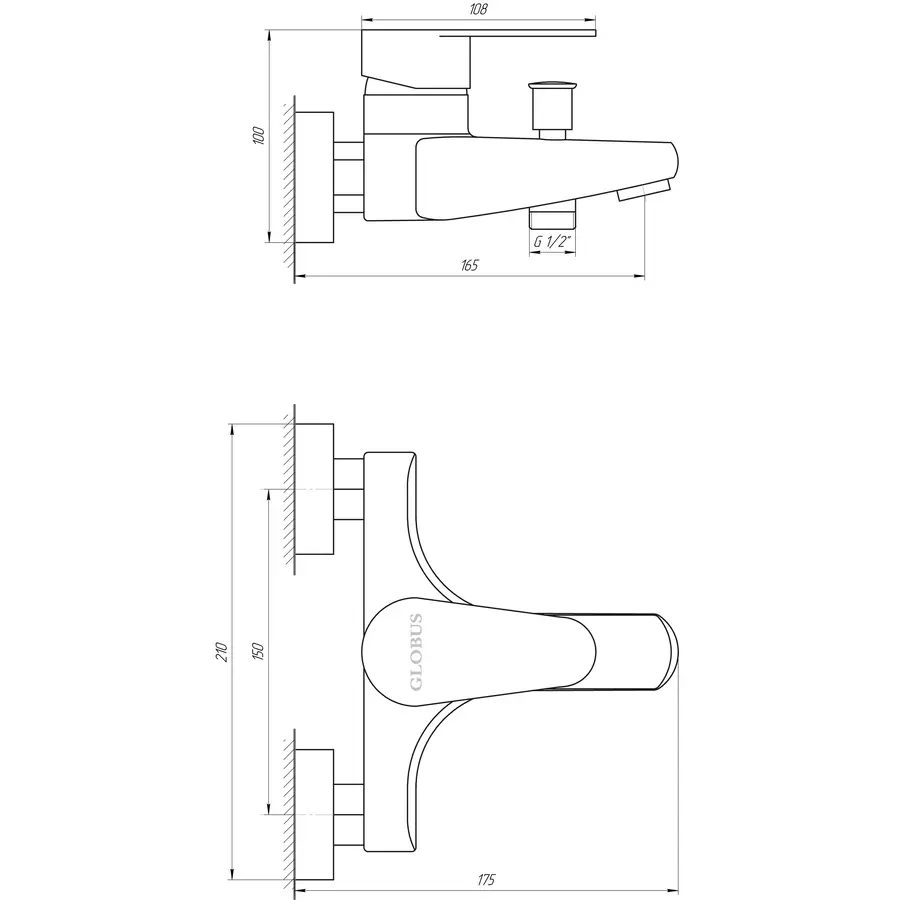 Смеситель для ванны Globus Lux MAIN SM-102
