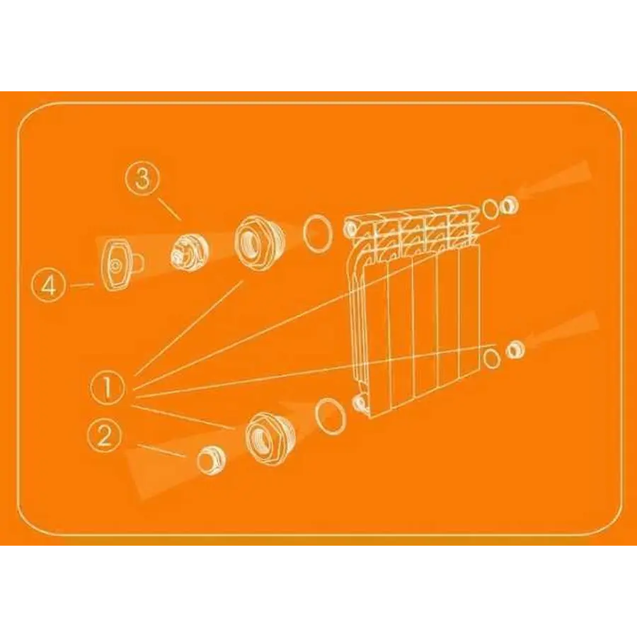 Комплект футорок секційного радіатора CRISTAL NR-2011 1/2″ (HT 404)
