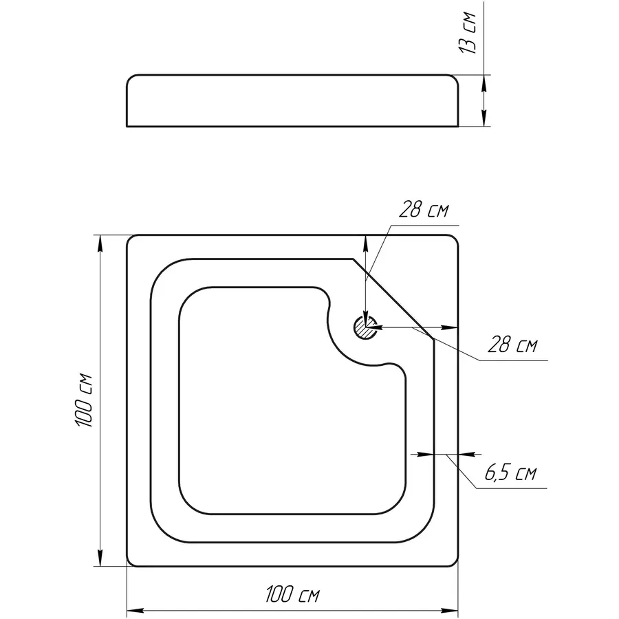 Душ піддон квадратний BRAVO LUBAWA SL 100