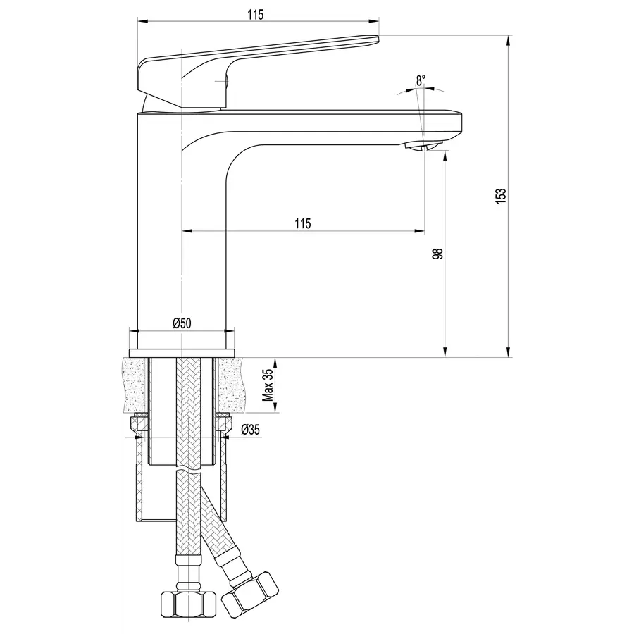 Смеситель для умывальника TOPAZ ODISS TO 18221-H52