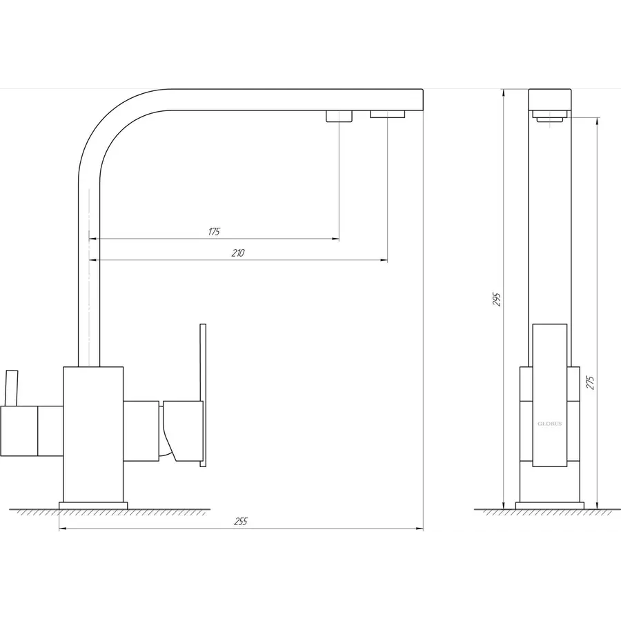 Змішувач для кухні під осмос Globus Lux LAZER GLLR-0111-1-ONIX
