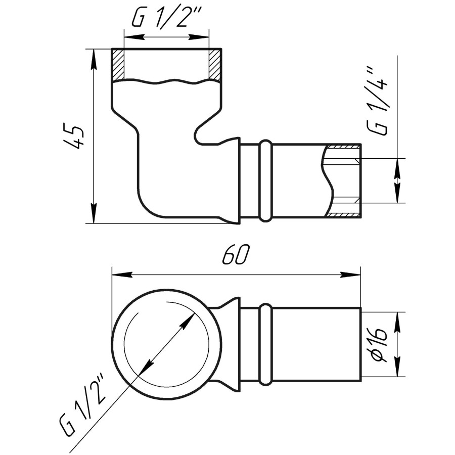 Кутник із внутрішньою різьбою прес APE ITALY AP 152 1/2″х16