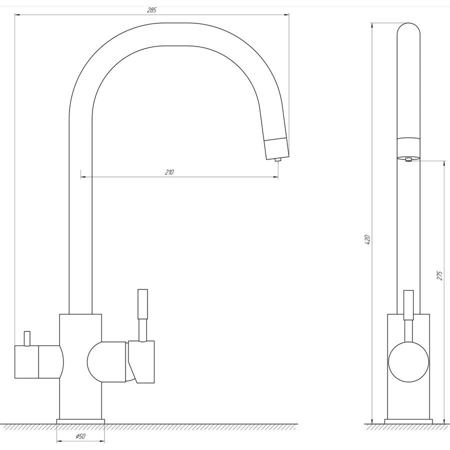 Смеситель для кухни под осмос Globus Lux ALPEN SUS-0333-BB черный