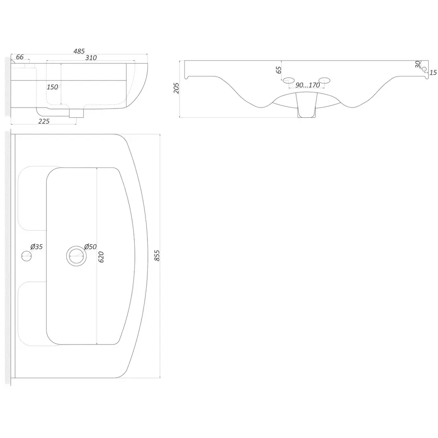 Умивальник Ізео-85 меблевий (Дніпрокераміка)