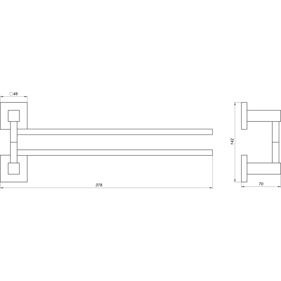 Держатель полотенец SQ9431-2 - Квадро Двойной возвратной 45см-НЕРЖ-SUS304- (Globus Lux)