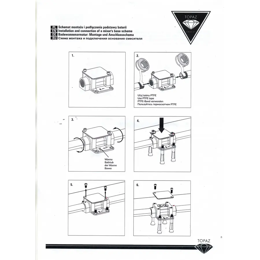 Змішувач для ванни TOPAZ BARTS TB 07113-H36