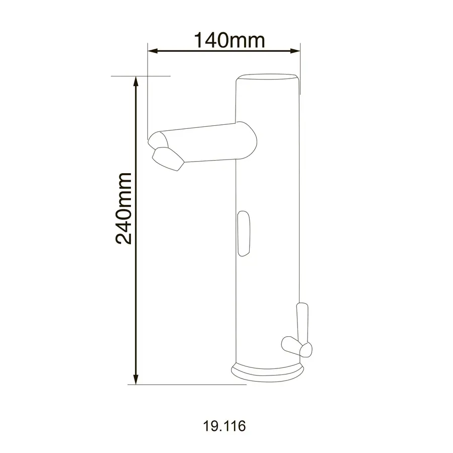 Змішувач сенсорний для умивальника HOTEC 19.116-DC/AC (220V/6V) з трансформатором,латунний Hot/Cold