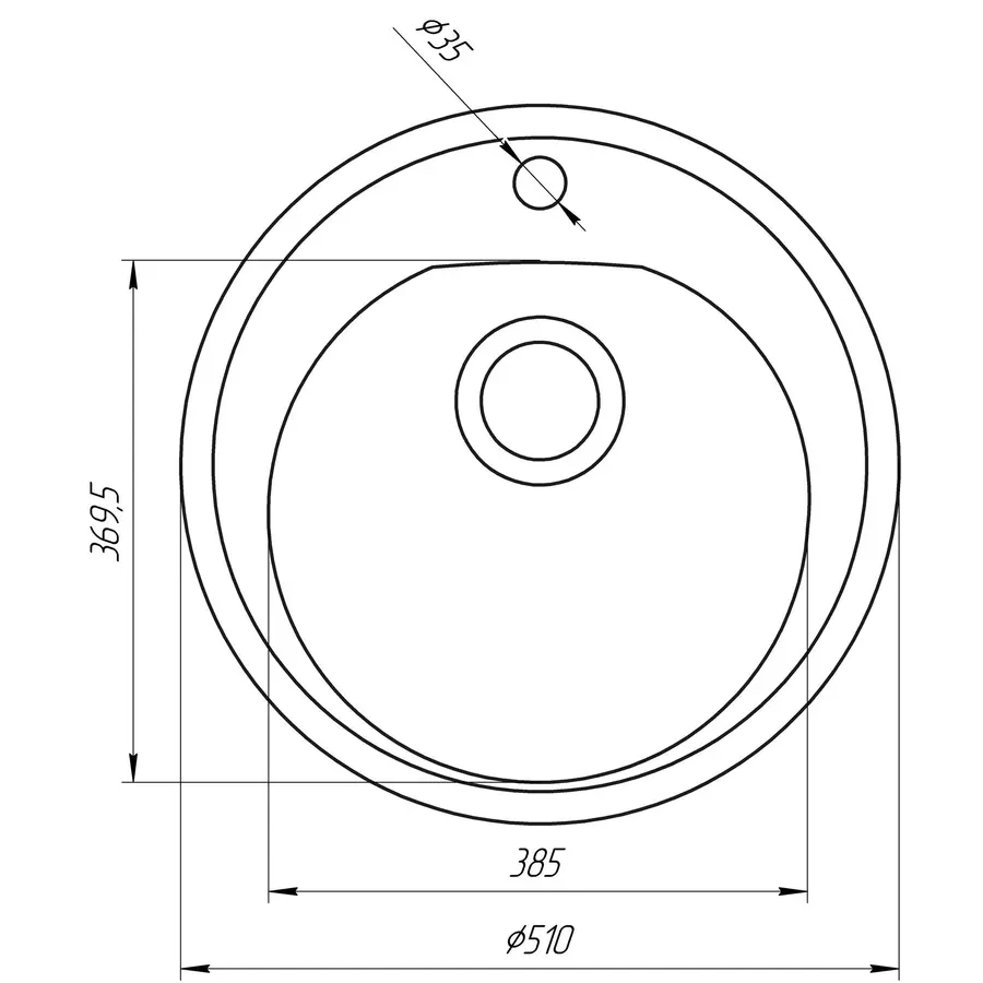 Гранитная кухонная мойка Globus Lux MARTIN песчаный 510мм-А0004