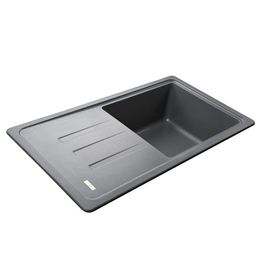 Гранитная кухонная мойка Globus Lux LUGANO серый металлик 780х435мм-А0003