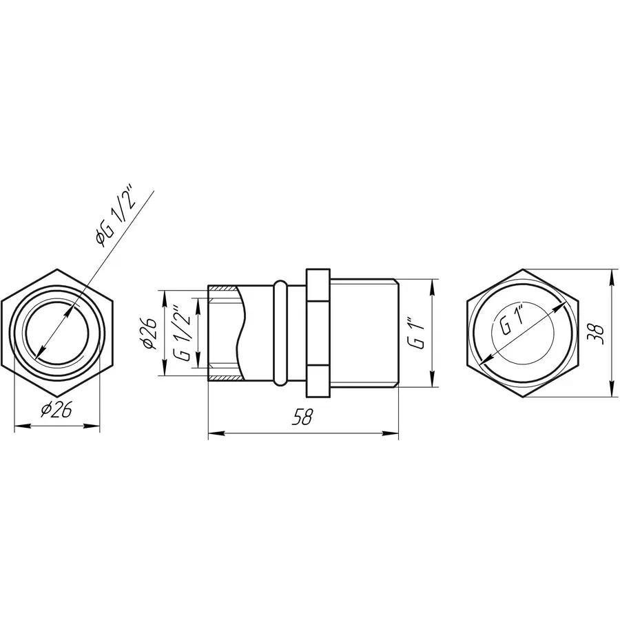 Муфта із зовнішньою різьбою прес APE ITALY AP 101 1″х26