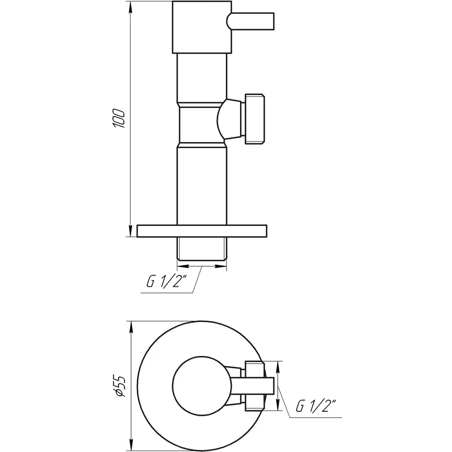 Кран напівобертовий кутовий SOLOMON 1/2″х1/2″ Lazer 7076