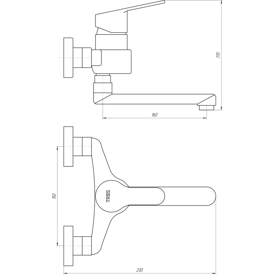 Смеситель для кухни TRES BM 139320 настенный