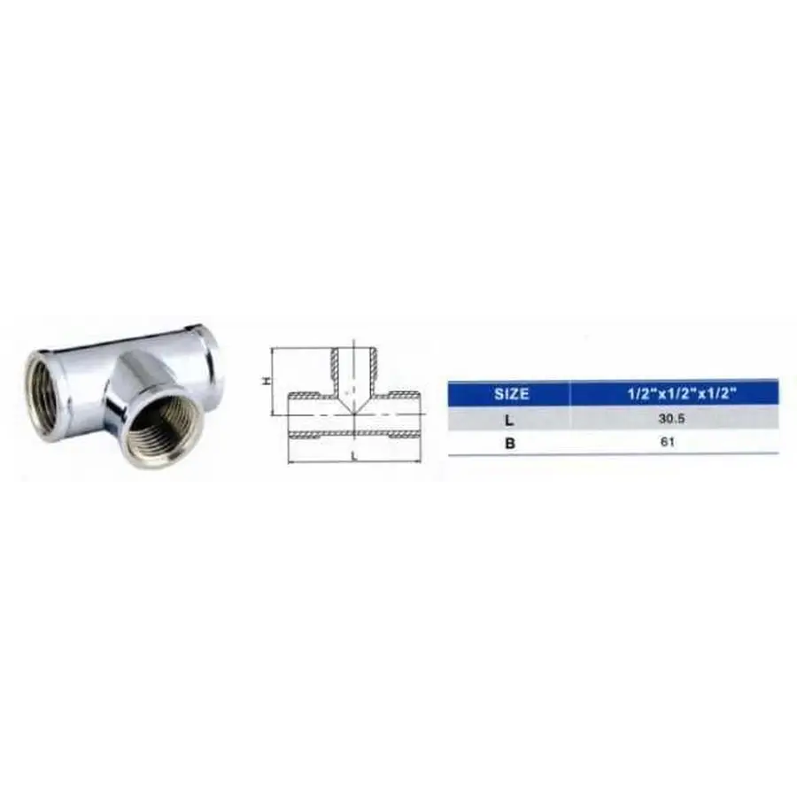 Трійник SOLOMON 1/2″ ВВВ хром 8202
