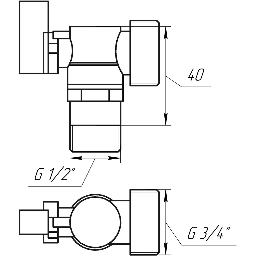 Кран кульовий кутовий для пральної машини SOLOMON 1/2″х3/4″ A7172