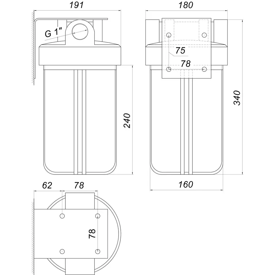 Фильтр-колба + ЧП картридж Bио + systems SL10-BB Big Blue 10 ", 1"