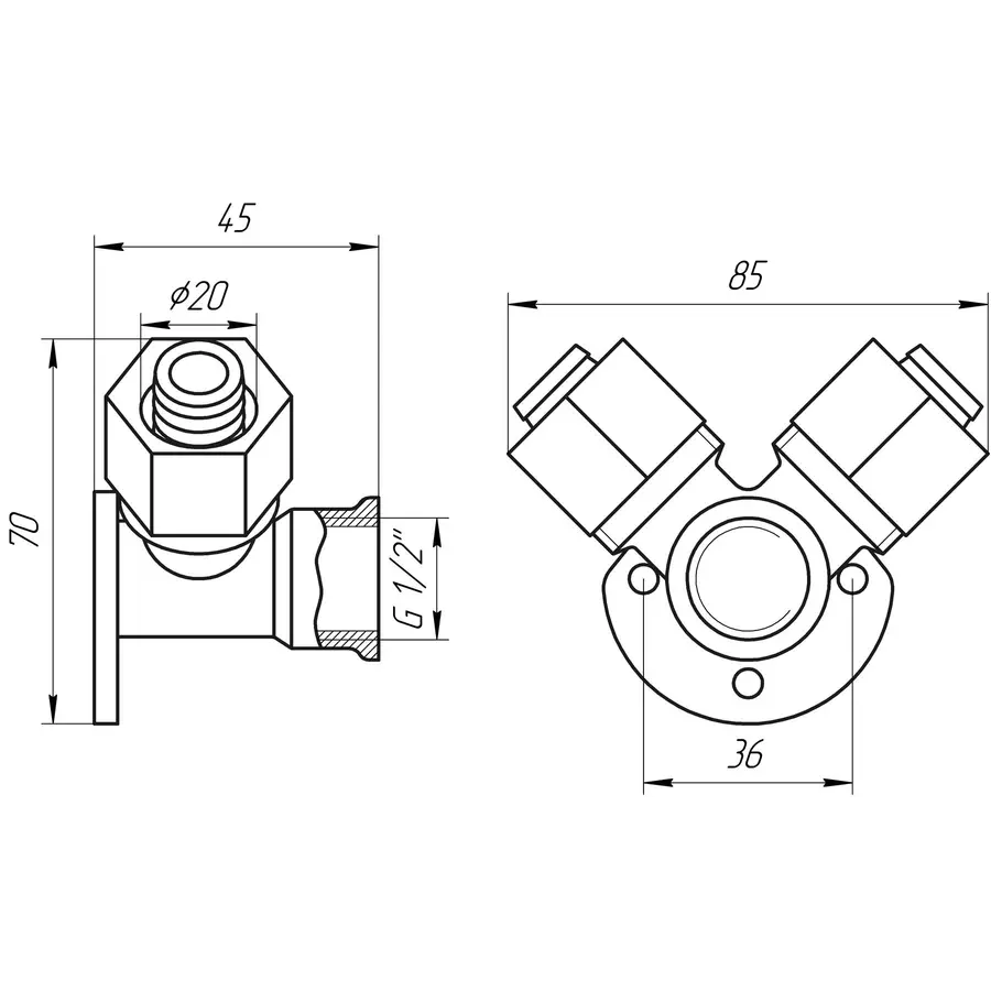 Трійник з вушками APE ITALY 754 LD 20x1/2″x20