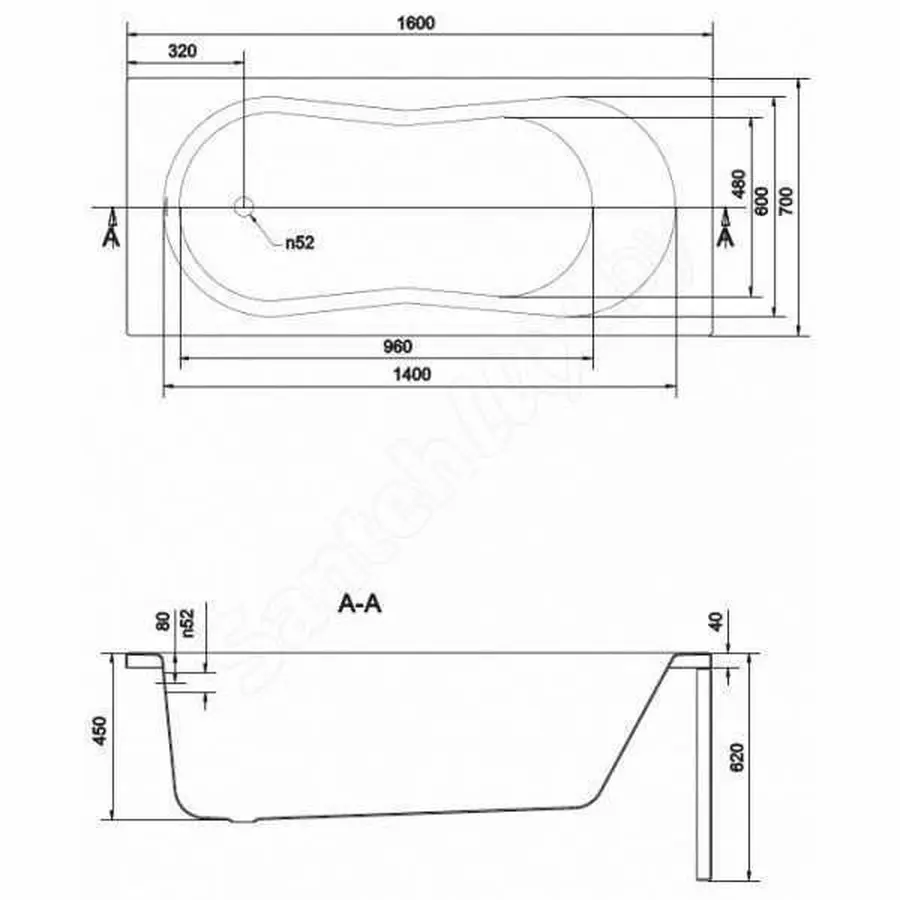 MITO RED Ванна 160х70