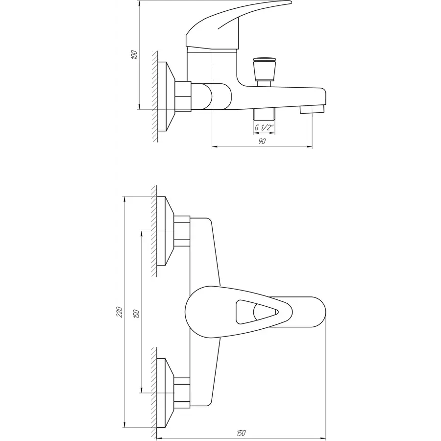 Смеситель для ванны Globus Lux Fitnes GI-102 + воронка с фильтром SFH-01
