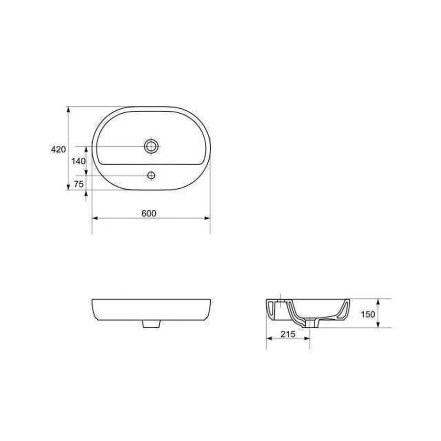 Умивальник для стільниць CASPIA 60 овальний