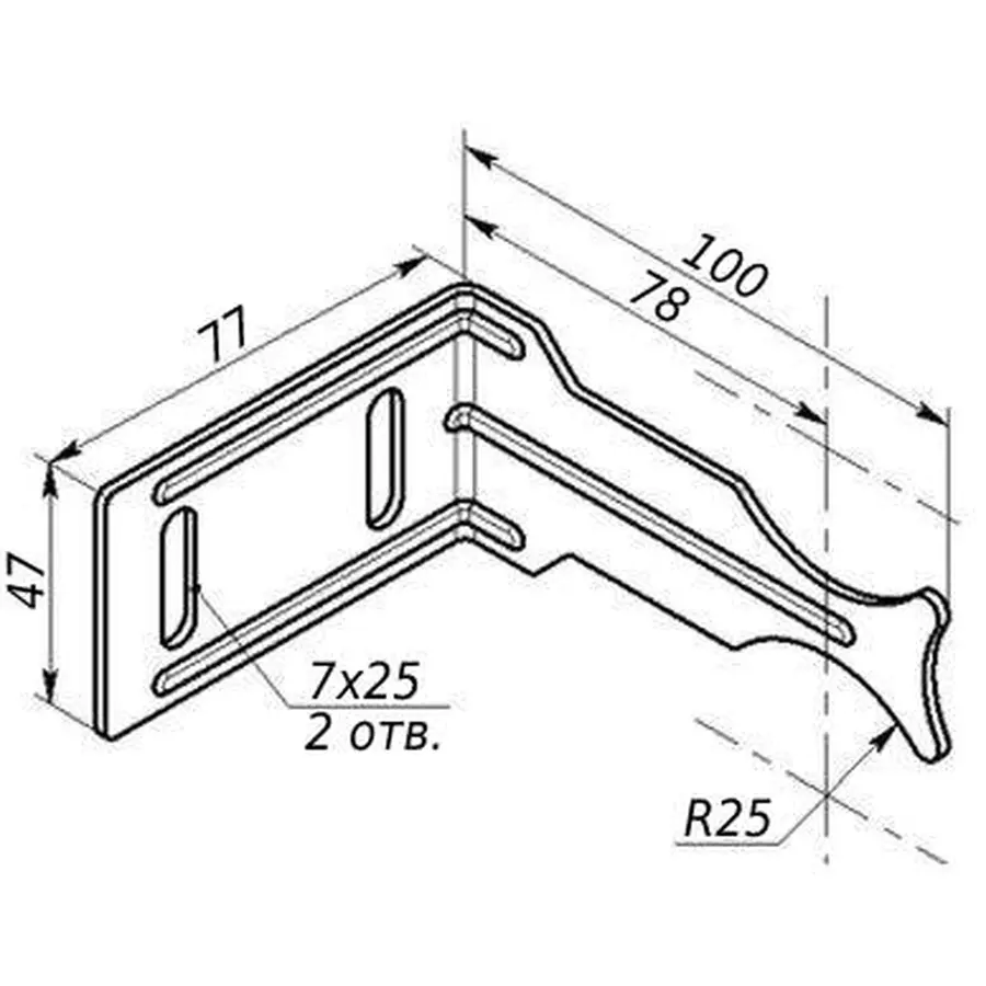 Комплект кронштейнів радіатора CRISTAL NR-1012 кутовий оцинкований 100x77x47мм (пар.2шт.)