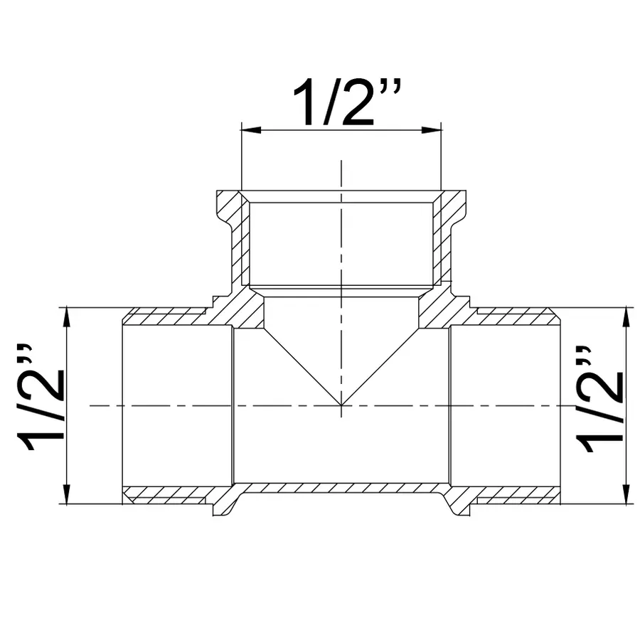 Трійник нікельований 1/2″ЗР х 1/2″ВР х 1/2″ЗР штампований А0215А(нк) VA