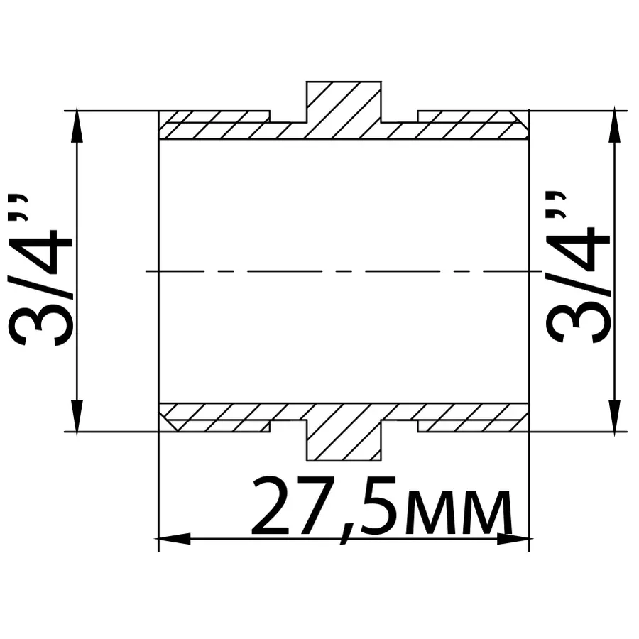Ніпель нікельований 3/4″ЗР х 3/4″ЗР штампований А0502А(нк) VA