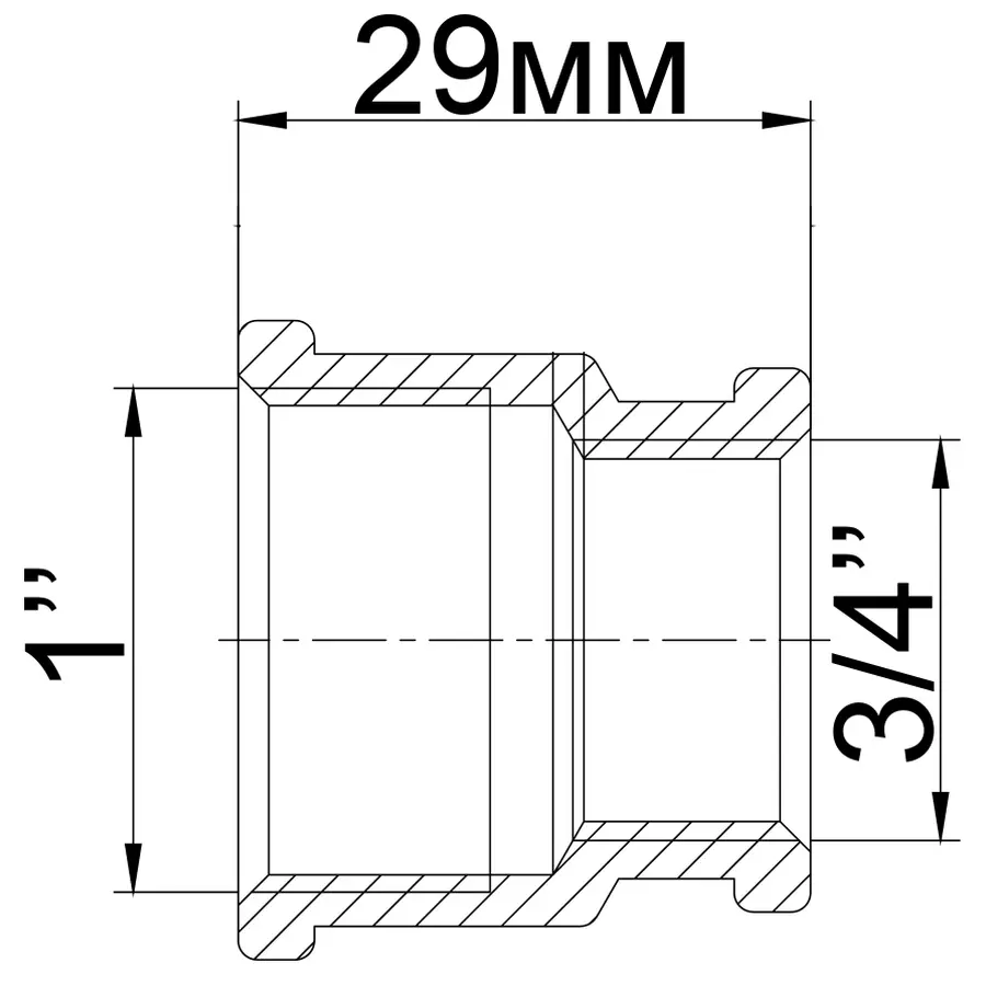 Муфта редукційна нікельована 1″ВР х 3/4″ВР ливарна А0313А(нк) VA