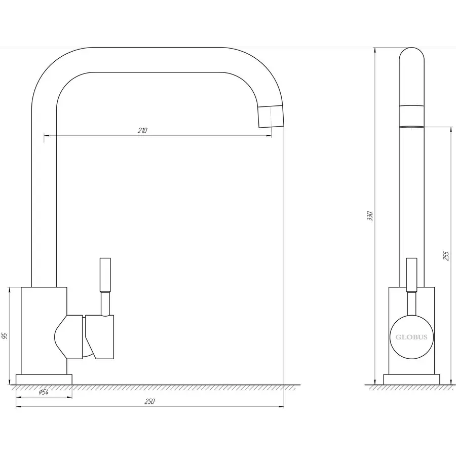 Змішувач для кухні Globus Lux ALPEN SBT1-203L-BB