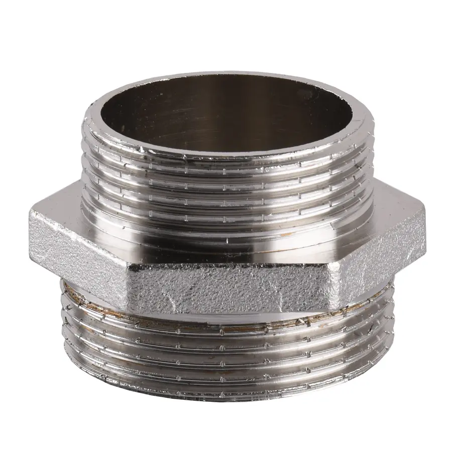 Ніпель редукційний нікельований 1 1/2″ЗР х 1 1/4″ЗР штампований А0522А(нк)