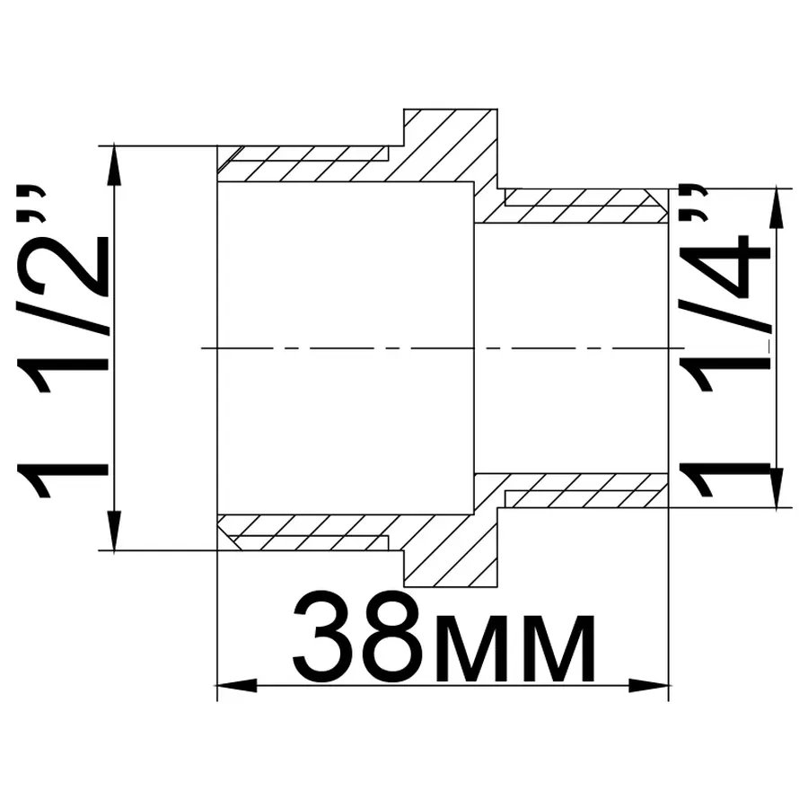 Ніпель редукційний нікельований 1 1/2″ЗР х 1 1/4″ЗР штампований А0522А(нк)