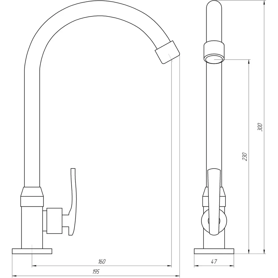 Смеситель на одну воду кухонный EcoMix EMS-23W белый