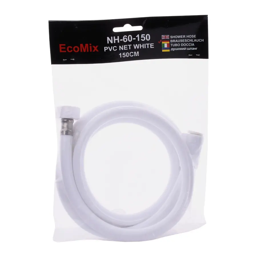 Шланг душевой EcoMIX NH-60-150 PVC-БЕЛЫЙ