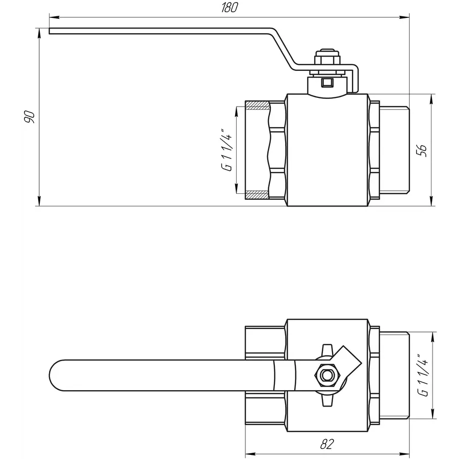 Кран кульовий прямий Q PROFESSIONAL 1 1/4″ ЗВ КР PN40 QP152