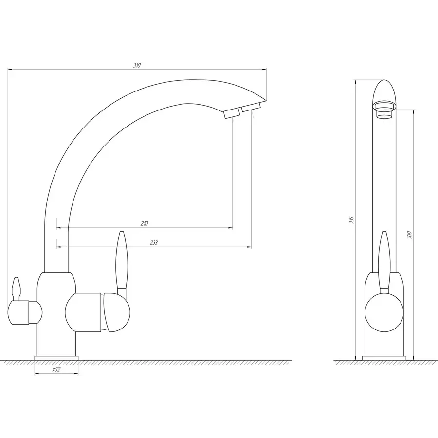 Змішувач для кухні під осмос Globus Lux LAZER GLLR-0777-9-BRONZE