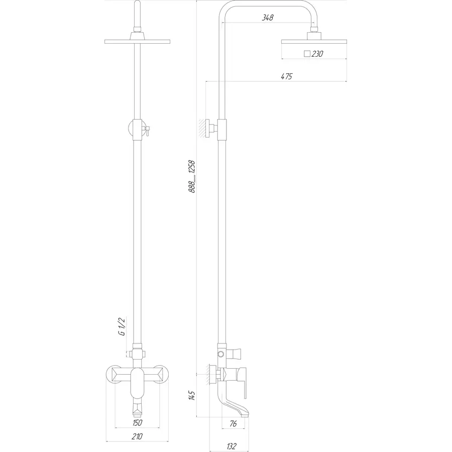 Душевая система Globus Lux DS-006A