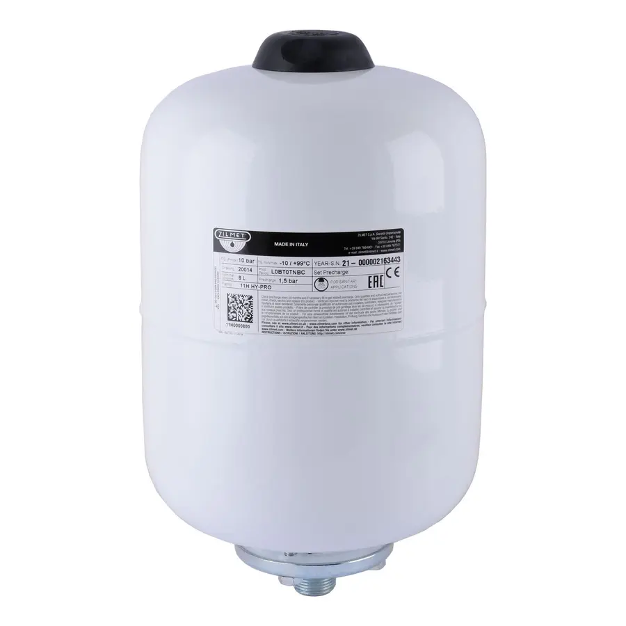 Гідроакумулятор зі змінною мембраною 8л ZILMET HY-PRO 10bar, білий ( 11H0000800 )