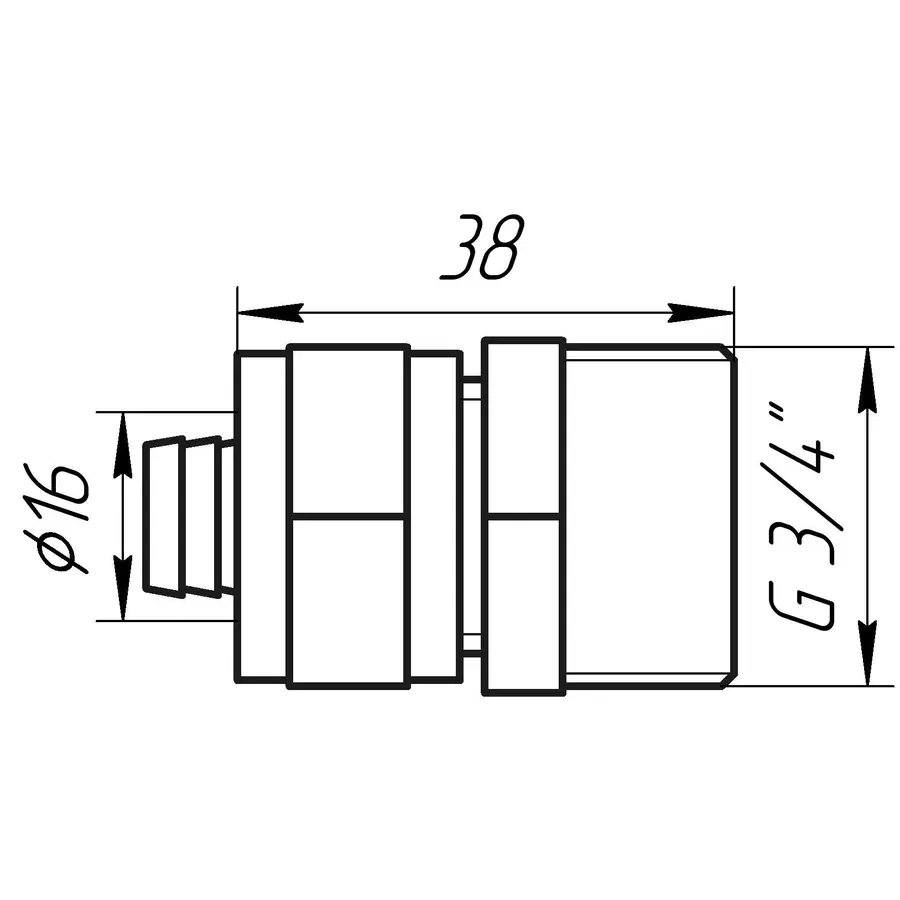 Муфта с наружной резьбой APE ITALY 701 L 3 / 4x16