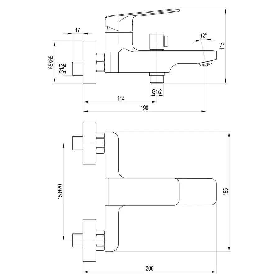 Змішувач для ванни TOPAZ ODISS TO 18101-H52