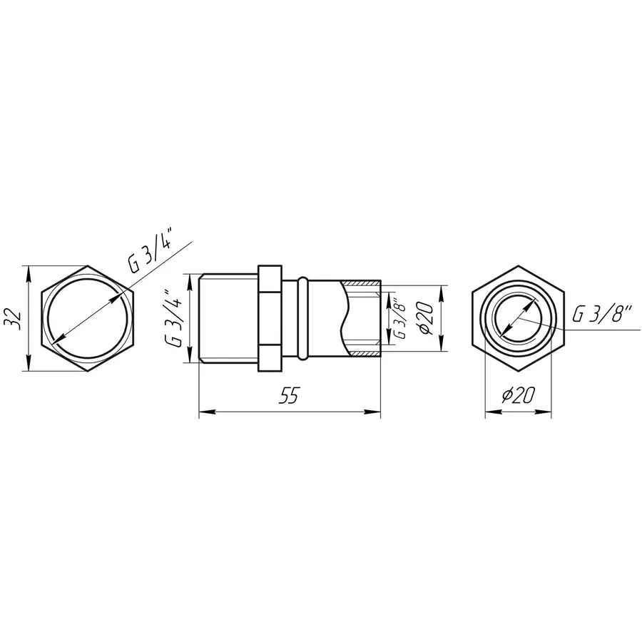 Муфта с наружной резьбой пресс APE ITALY AP 101 3 / 4х20
