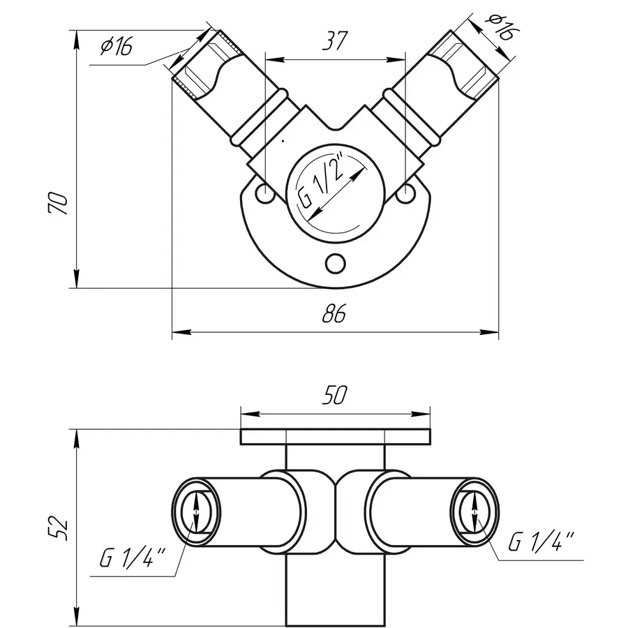 Трійник з вушками прес APE ITALY AP 154D 16х1/2″х16