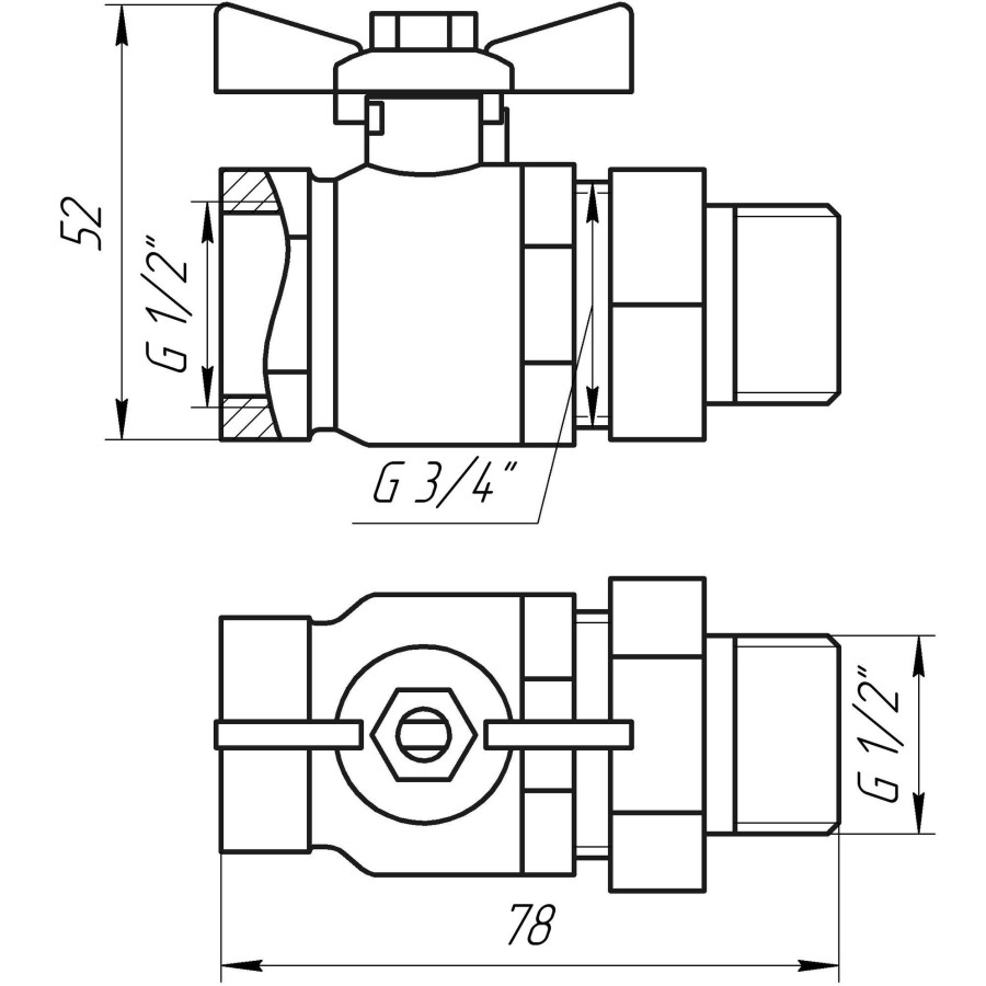 Кран шаровой прямой с американкой ARCO 1/2 "SENA 154103