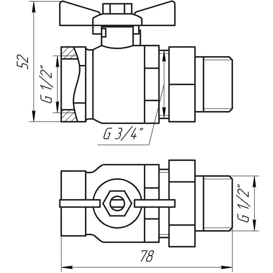 Кран кульовий прямий з американкою ARCO 1/2″ SENA 154103