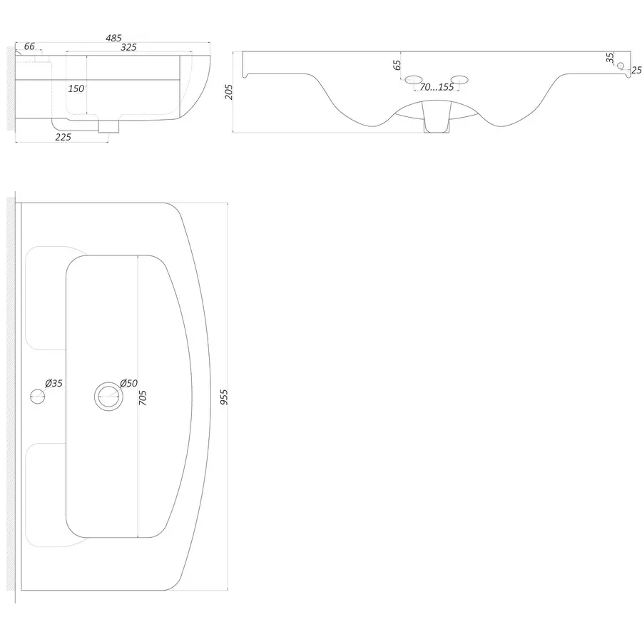 Умывальник для ванны Изео-95 мебельный Днепрокерамика