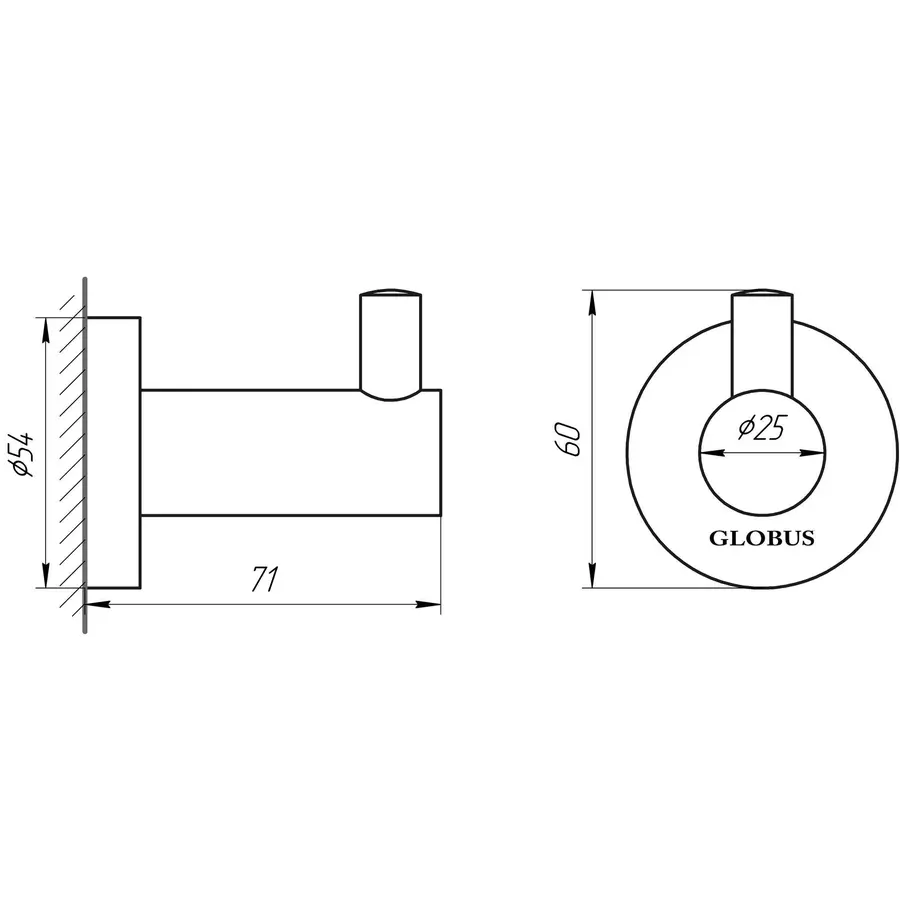 Крючок одинарный Globus Lux SS 8411