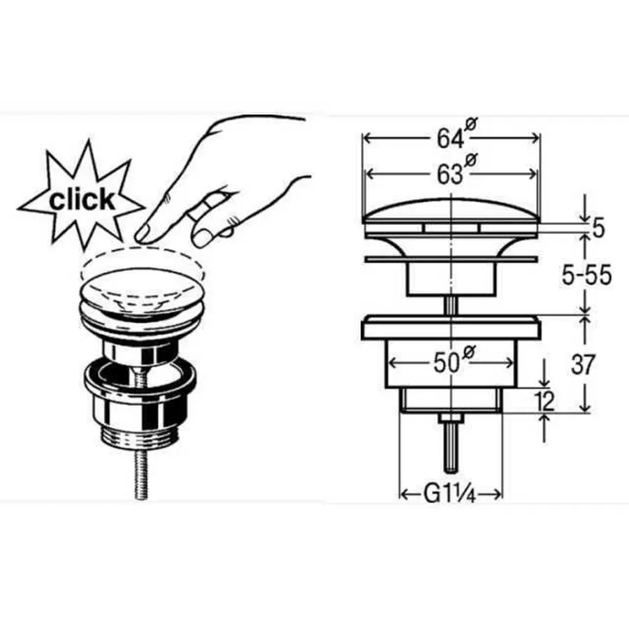 Донний клапан універсальний VIEGA 1 1/4″х63 хром 492687/5439